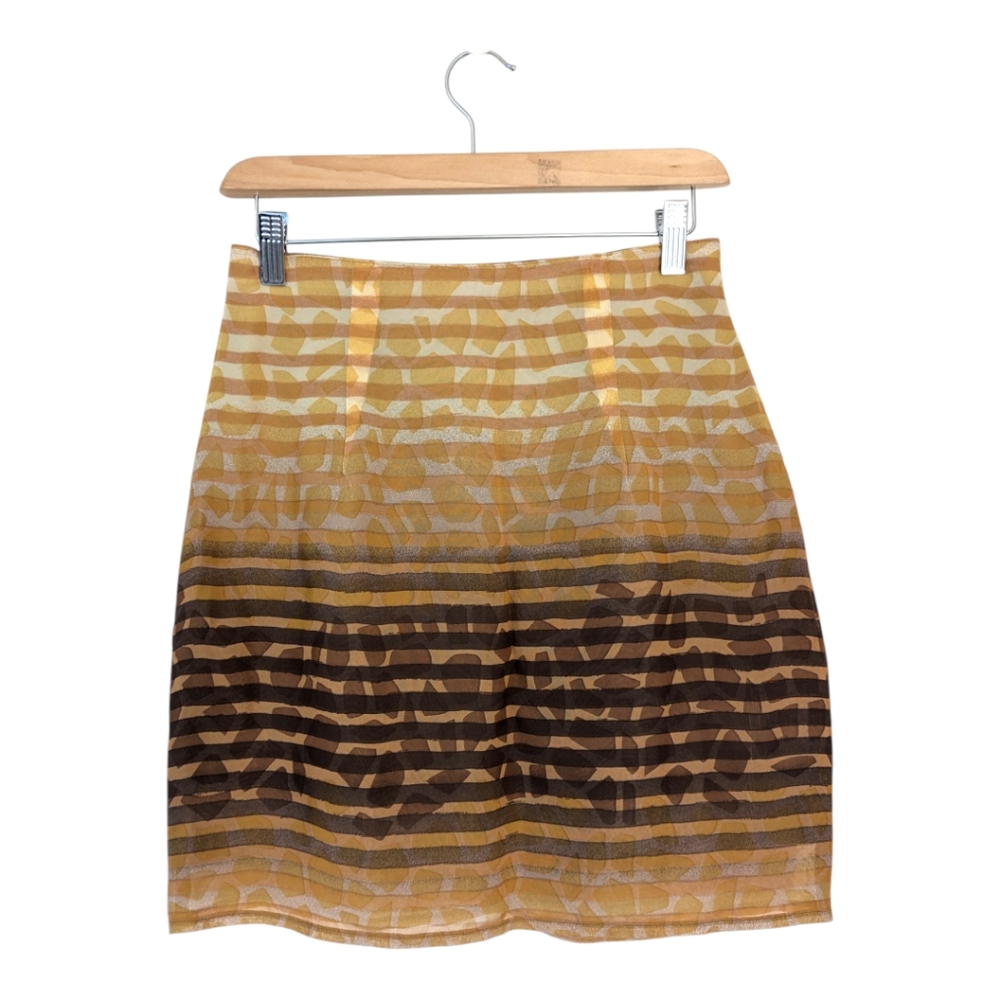 🤎💛 VTG Joseph Ribkoff Striped Chiffon Mini Skirt, Vtg 8 (4)